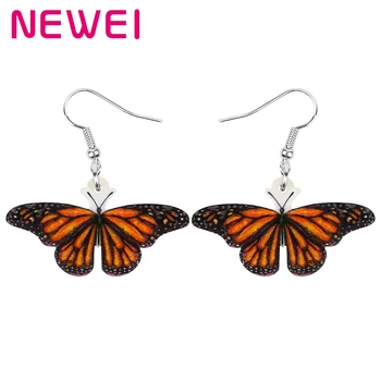 Newei Akrila Monarch Butterfly Auskari Cute Dzīvnieku, Kukaiņu Vilināt Kritums Rotaslietas Sievietēm, Meitenēm Loever Jaunums Dāvanu Piederumi Attēls 1