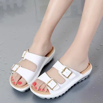 Vasaras kurpes sieviešu čības 2022 jaunu vienkārši elpojošs ķīļi, vaļējas sandales sieviešu sandales gadījuma ārpus mājas čības dāmas kurpes Attēls 3