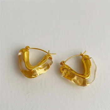 Korejiešu dizaina pērles akrila, metāla, sametināšana nelegālo sieviešu auss sprādzes dobi V-veida izsmalcinātu kāzu auskari vairumtirdzniecība Attēls 0