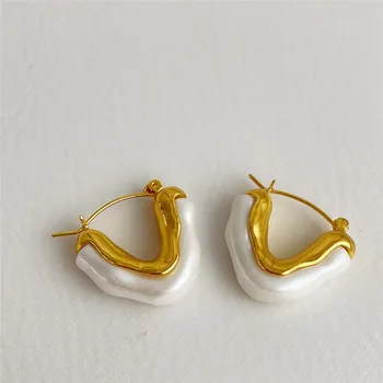 Korejiešu dizaina pērles akrila, metāla, sametināšana nelegālo sieviešu auss sprādzes dobi V-veida izsmalcinātu kāzu auskari vairumtirdzniecība Attēls 5