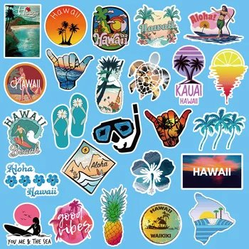 50gab Hawaii Tropu Vasaras Pludmales Uzlīme Sporta Sērfošanu Karikatūra Uzlīmes Uz Ūdens Pudele Skeitborda Bagāžas Ķivere, Rotaļlietas, Uzlīmes