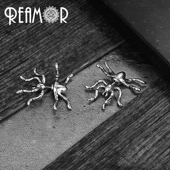 REAMOR Punk Rock 3D Spider Stud Auskari Sievietēm, Vīriešiem, Nerūsējošā tērauda Dzīvnieku Pīrsings, Auskaru Unikālas Rotaslietas 3 Pārī Attēls 3