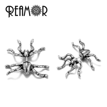 REAMOR Punk Rock 3D Spider Stud Auskari Sievietēm, Vīriešiem, Nerūsējošā tērauda Dzīvnieku Pīrsings, Auskaru Unikālas Rotaslietas 3 Pārī Attēls 5