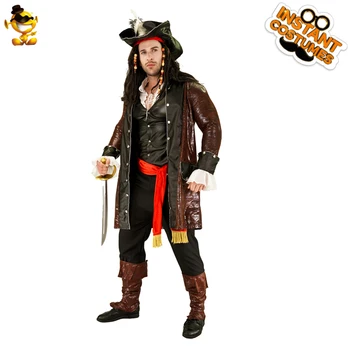 DSPLAY Cosplay Jaunā Luksusa Pirātu Kostīmu Vīriešu Pirātu Cepure, Krekls Skaists Halloween Vienādu Kodu Jostas Daļas Vīriešiem Komplekti Attēls 2