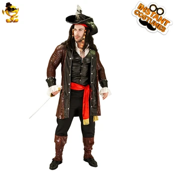 DSPLAY Cosplay Jaunā Luksusa Pirātu Kostīmu Vīriešu Pirātu Cepure, Krekls Skaists Halloween Vienādu Kodu Jostas Daļas Vīriešiem Komplekti Attēls 3