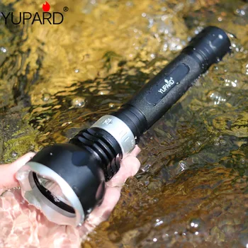 YUPARD ūdensizturīgs zemūdens nirējs, nirstot XM-L2 T6 LED lukturīti lāpu gaismas 18650 uzlādējams aizsardzības kempings āra lampas