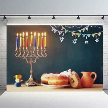 Laimīgs Hanukkah Ebreju Jauno Gadu Fona Fotogrāfija Rosh Hashanah Pārtikas Svece Fons Foto Photophone Foto Studija Attēls 0