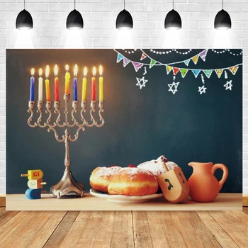 Laimīgs Hanukkah Ebreju Jauno Gadu Fona Fotogrāfija Rosh Hashanah Pārtikas Svece Fons Foto Photophone Foto Studija Attēls 1