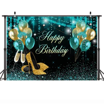 Pieaugušo Augstiem Papēžiem Tēmu Dzimšanas Dienas Svinības Fons Sieviete Happy Birthday Cake Sagraut Fona Mirdzēt Bokeh Baloni, Photocall Attēls 3