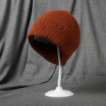 VISROVER 10 colorways akrila caurumi sieviete ziemas cepure tīrtoņa krāsas unisex rudens beanies Silts mīksts sunīti skullies cepures Vairumtirdzniecība Attēls 0