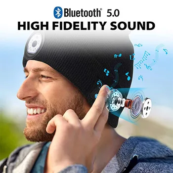 Ir 2021. Jauno LED Beanie Cepure bluetooth5.0 Smart mūzikas klp Silta adīta cepure HD Bezvadu Stereo Austiņas, USB Uzlādējams, ko Izgaismo Klp