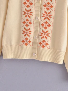Ir 2021. rudens un ziemas korejas dāmas jauns džemperis vienkārši garām piedurknēm apaļu kakla dimanta žakarda trikotāžas jaka sievietēm Attēls 4