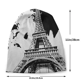 Melnā Krāsa Eifeļa Tornis Parīzē, Francijā Unisex Sunīti Ziemas Siltā Āra Cepures Dubultā Slāņa Plānas Cepuri Elpojošs Vāciņi