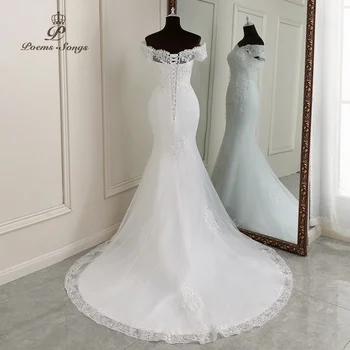 Elegants kleitas sievietēm kāzu kleita sirēna kāzu kleitas laulību balta kleita vestidos de novia Līgava kleitas Attēls 0