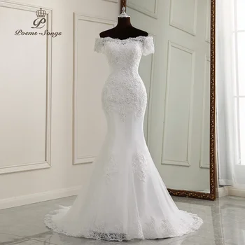 Elegants kleitas sievietēm kāzu kleita sirēna kāzu kleitas laulību balta kleita vestidos de novia Līgava kleitas Attēls 1