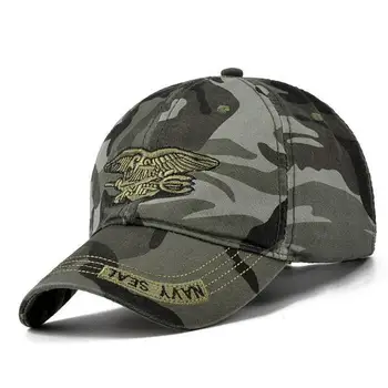 Vasaras Vīriešu Navy Seal Maskēties Kokvilnas Audekls Beisbola cepure Saules Cepuri, Ārā Gadījuma Snapback Cepures Attēls 0