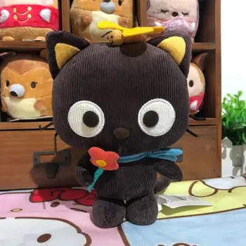 Jaunu Cute Chococat Melns Kaķis Ar Ziedu Un Tauriņš Plīša Pildījumu Dzīvniekiem 20cm Bērniem, Rotaļlietas, Lelles, Bērniem, Baby Dāvanas Attēls 1