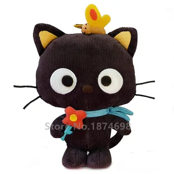 Jaunu Cute Chococat Melns Kaķis Ar Ziedu Un Tauriņš Plīša Pildījumu Dzīvniekiem 20cm Bērniem, Rotaļlietas, Lelles, Bērniem, Baby Dāvanas Attēls 2