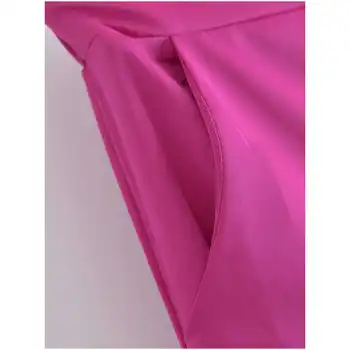 DUOPERI ir 2021. Modes Sieviešu Satīna Bikses Elastīgs Augstums-vidukļa Spīdīgu tekstūru, bikses, Sieviešu Ikdienas y2k Bikses pantalon pour femme