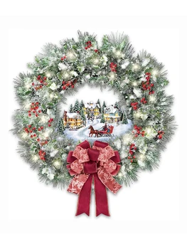 Ziemassvētku Sienas Uzlīmes Lielās Ziemassvētku Vainags Modeli Stikla Vitrīna Logu, Durvju Fona Xmass Jauno Gadu Apdare, Sienas Uzlīme