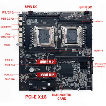 X99 Mātesplati LGA 2011-3 Dual CPU 8 DDR4 Atmiņas Slots 256G PCI-E 16X SATA2.0 NVME M. 2 Saskarni Darbvirsmas Chia SSD