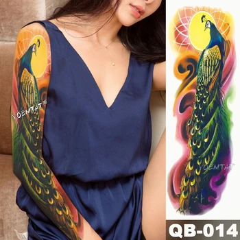 Lielu Roku Piedurknēm Tetovējums Japāņu Geišas Čūska Ūdensnecaurlaidīgus Pagaidu Tatto Uzlīmes Lotus Pāvs Meitene Tetovējums, Body Art Sievietēm