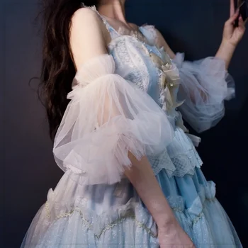 Mingli Tengda Lolita Mežģīņu Acu Bubble Sleeve Roku Piedurknēm Dāma Lo Laternu Piedurknēm Pasaku Piedurknēm Līgavas Sievietēm, Kāzu Aksesuāri
