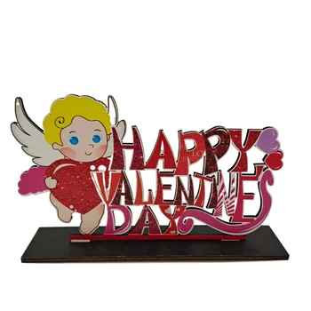 1gb un 6pcs Valentīna Diena Koka Amatniecības Apdare, Jauna Mīlestība, Skūpsts Cupid Kāzu svinības Skatuves Svētku atmosfēru Attēls 0