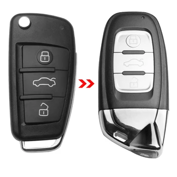 OkeyTech 3 Pogas Taustiņu Tālvadības Shell Keyless Smart Key Gadījumā Uzlabot piemērots Audi A6 A4 Q7 TT Tālvadības Atslēga Vāciņu Fob Nomaiņa