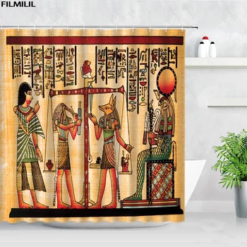 3D Ēģiptes Templis, Hieroglifu Dušas Aizkaru Komplekts Senās Ēģiptes Vannas istaba Ūdensnecaurlaidīga Auduma Aizkari Vanna Dekoru Ar Āķi