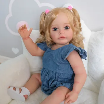 Bebes 55CM Atdzimis Toddler Meitene SueSue Pilna Ķermeņa Ūdensizturīgs Silikona Bathy Rotaļlietu Puses-Sīki Krāsas ar 3D izskatās Redzamas Vēnas Attēls 0