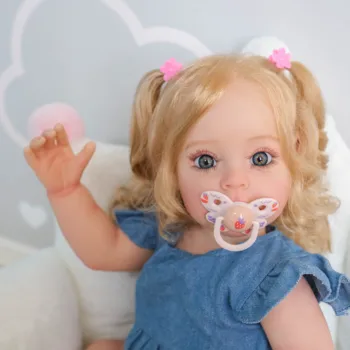 Bebes 55CM Atdzimis Toddler Meitene SueSue Pilna Ķermeņa Ūdensizturīgs Silikona Bathy Rotaļlietu Puses-Sīki Krāsas ar 3D izskatās Redzamas Vēnas Attēls 1