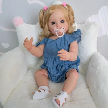 Bebes 55CM Atdzimis Toddler Meitene SueSue Pilna Ķermeņa Ūdensizturīgs Silikona Bathy Rotaļlietu Puses-Sīki Krāsas ar 3D izskatās Redzamas Vēnas Attēls 2