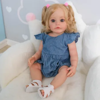 Bebes 55CM Atdzimis Toddler Meitene SueSue Pilna Ķermeņa Ūdensizturīgs Silikona Bathy Rotaļlietu Puses-Sīki Krāsas ar 3D izskatās Redzamas Vēnas Attēls 3