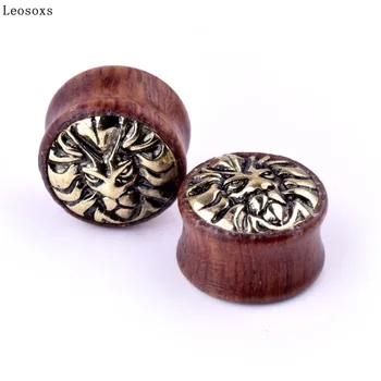 Leosoxs Eiropas un Amerikas karstā pārdošanas lion head koka auss izplešanās koka auss pin auskari pīrsings rotaslietas, jaunu produktu