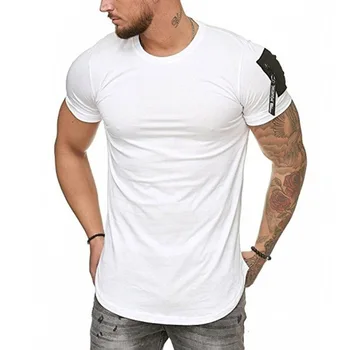 Vīriešu Tīru Krāsu Slim Modes Apaļu Kakla Īsām Piedurknēm Gadījuma T-Krekls Vasaras Slim Tee