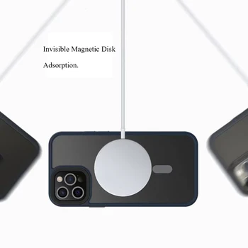 IPhone 13 Mini Magsafing Gadījumā Luksusa Magnēts Adsorbcijas Bezvadu Lādēšanas Vāciņu priekš iPhone 13 12 Pro Max Hybrid Bruņas Fundas Attēls 5