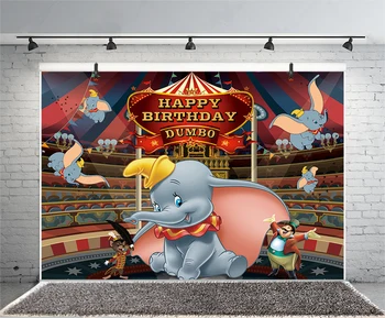 Dumbo Cirka Foto Fons Zēni Happy Birthday Party Fotogrāfiju Fona Banner Apdare Attēls 2
