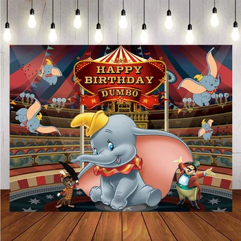 Dumbo Cirka Foto Fons Zēni Happy Birthday Party Fotogrāfiju Fona Banner Apdare Attēls 3