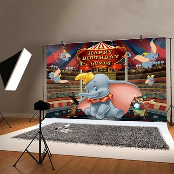 Dumbo Cirka Foto Fons Zēni Happy Birthday Party Fotogrāfiju Fona Banner Apdare Attēls 5