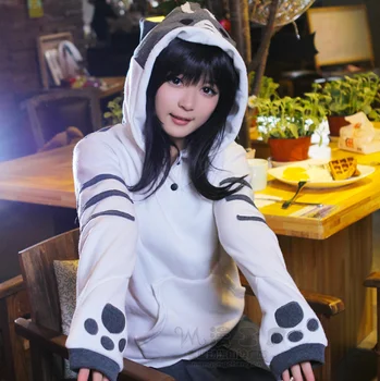 Japāņu anime Neko atsume gudrs kaķis pagalmā Cosplay apģērbu flaneļa Kapuci sporta Krekls Jaka Kawaii meitenes, mājas drēbes Attēls 3
