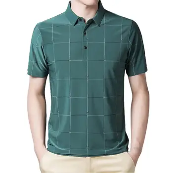 Modes Vīriešu Polo Krekls Netraucētu Biznesa Stils Poliestera Šķiedras Atloks Augšējā Ikdienā, Streetwear Svītrainām Krekls Apģērbi