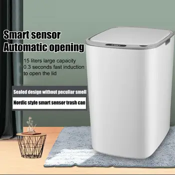 1PC 15L Smart Indukcijas Miskastes Automātisko Sensoru Spainis Atkritumu Varat māja un Virtuve Touch Sensors Atkritumu Spaini Smart Miskastes Attēls 4