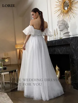 LORIE Spīdīgu Mīļotā Princese Kāzu Kleitas Spīdums Tilla Puff Piedurknēm Korsešu Atpakaļ Boho Līgava kleitas Vestidos de novia 2021 Attēls 0